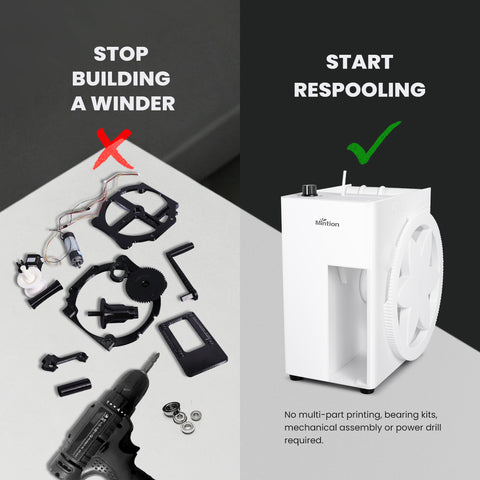 Ready-to-use electric filament spool winder compared with DIY filament respooler parts