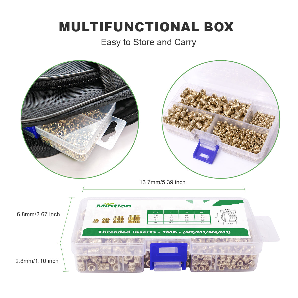 Master Thread Insert Kit 500 Pcs Threaded Insert Kits – Mintion