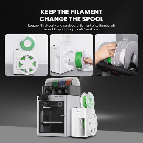 Third-party filament respooling onto Bambu reusable spool for Bambu Lab AMS