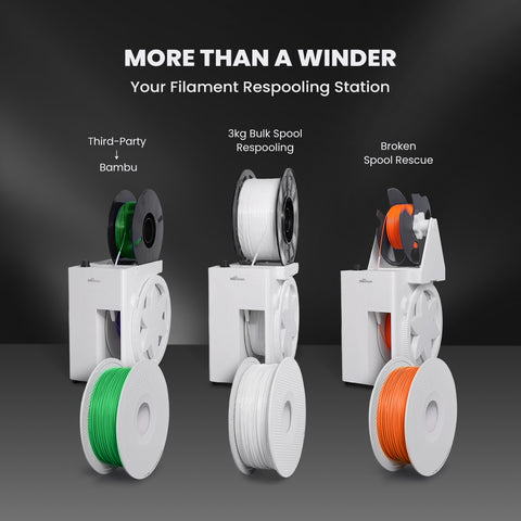 Electric filament respooler for third-party spools 3kg bulk filament damaged spools and Bambu AMS