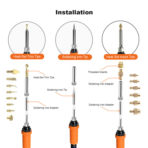 Handheld Soldering Iron Kit for 3D Printing, Heat Insert Tool Kit