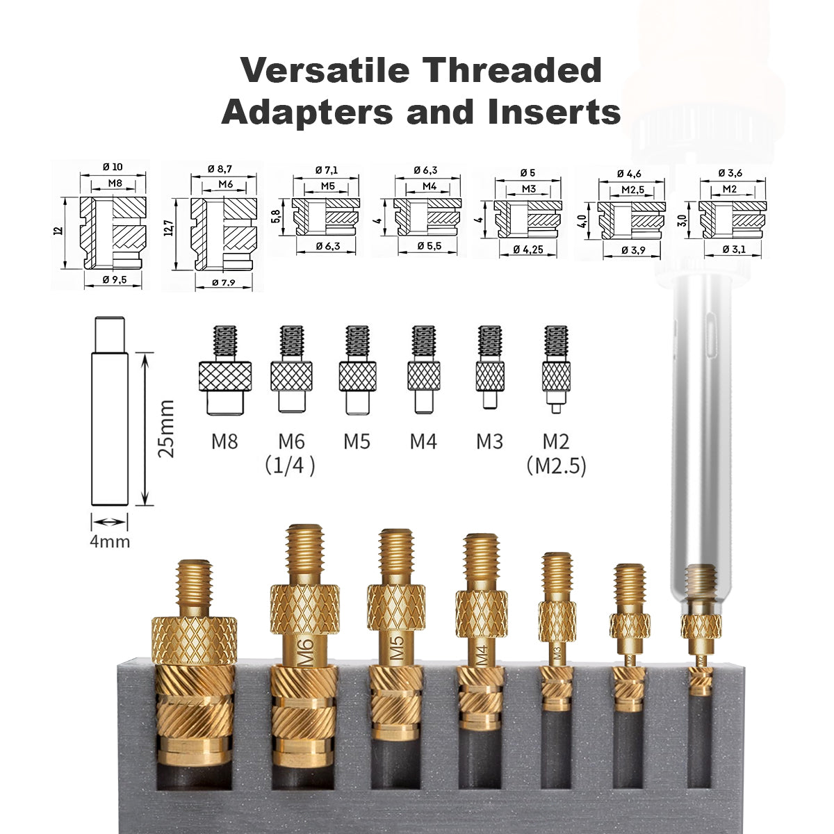Heat Set Insert Tips and Threaded Kits – Mintion