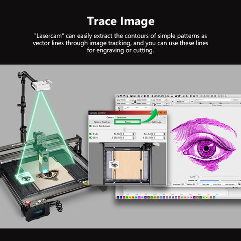 Mintion Lasercam for Laser Engraver/Cutter | LightBurn Camera | LightBurn Wireless Brigde | Remote Monitor & Control | Positioning